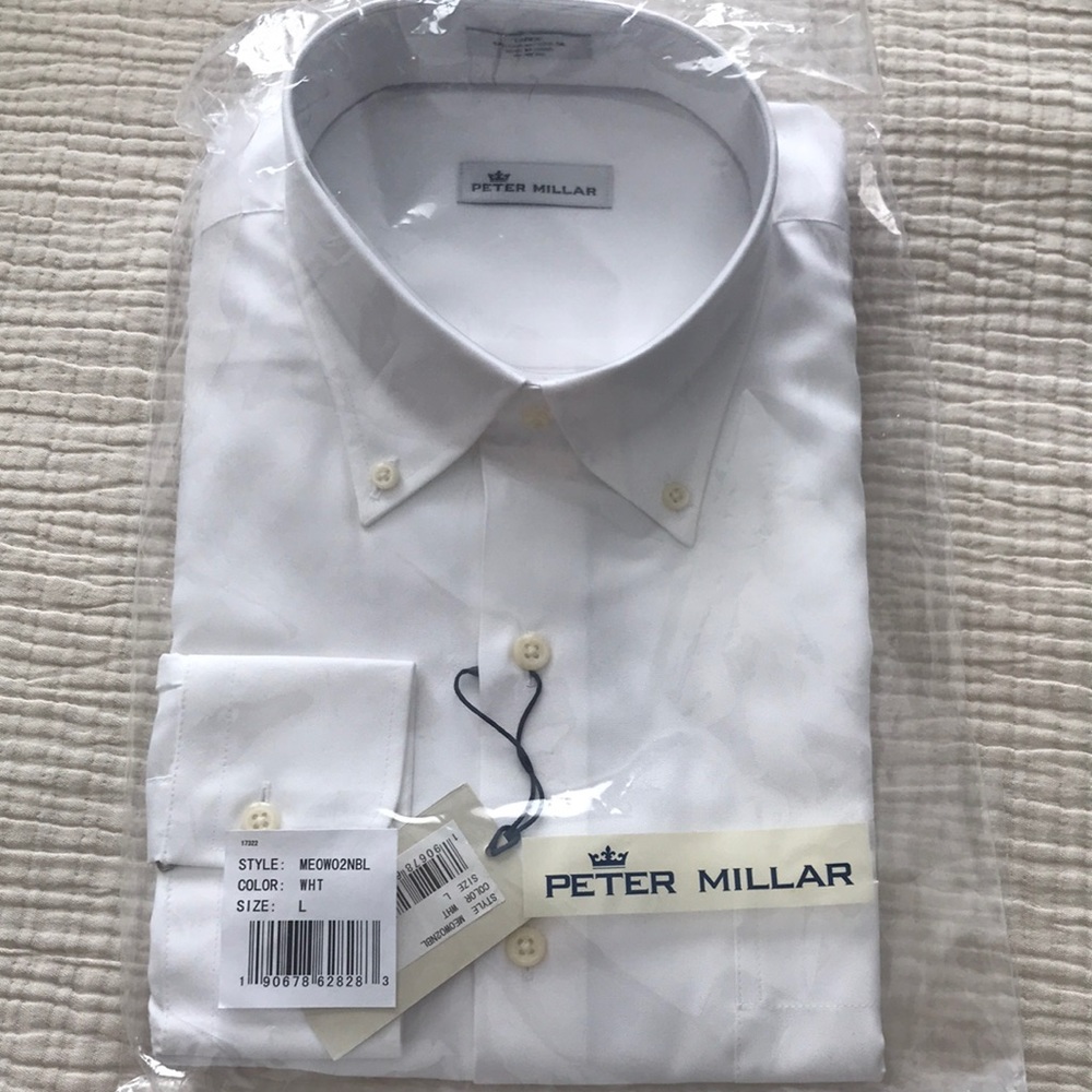 Large white Peter Millar dress shirt. Unopened, never worn